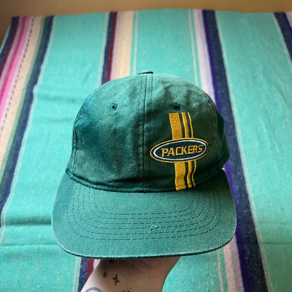1990s Green Bay Packers Hat Mens OSFA Green NFL Snapback Vintage Style Cap